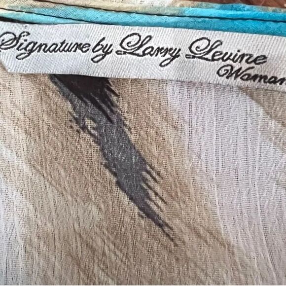 Signature by Larry Levine Black mocha and aqua wrap and tank combo top size 2X - Picture 6 of 7